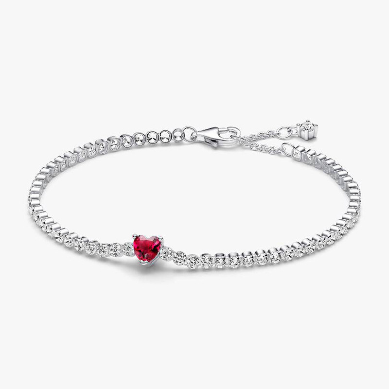 Cross-Border Panjia New Model Heart-Shaped Tennis Bracelet in Rose Gold with Sparkling Red Heart Accents, Adjustable Supply Cross-Border Panjia New Model Heart-Shaped Tennis Bracelet in Rose Gold with Sparkling Red Heart Accents, Adjustable Supply