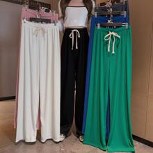 【加工定制】蛇骨纹阔腿裤女高腰垂感薄款冰丝雪纺仙裤宽松拖地裤