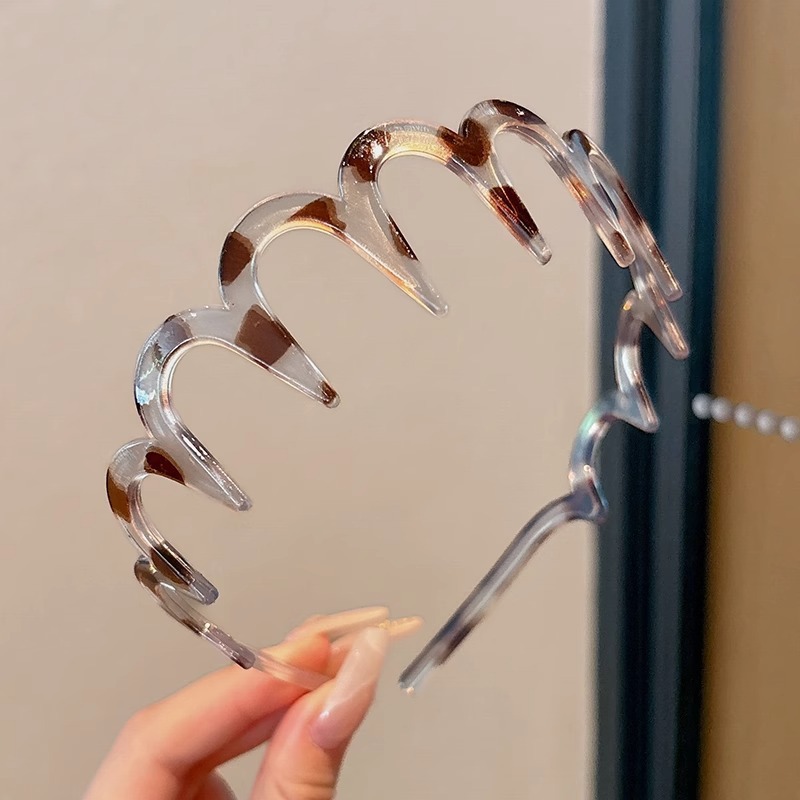 Alto cráneo de lana ondulado banda de cabello para mujeres lavado de cara maquillaje especial banda de cabello con dientes antideslizante acabado de cabello agrupado tocado