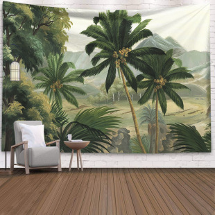 Wall decoration tapestry tropical rainforest coconut live background cloth bedside bedroom living room tapestry hanging cloth curtain