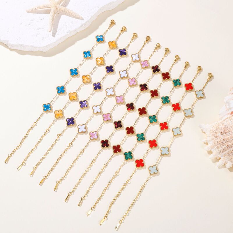 Cross-Border Four-Leaf Clover Bracelet, Light Luxury and High-End Style, Popular Women's Jewelry Accessories, Beginner's Jewelry, European and American Hand Jewelry Manufacturer