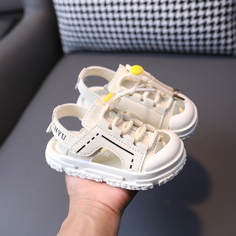 Children's Baotou Sandals 2023 Summer Boys Baby Soft Sole Velcro Beach Girls Korean Edition Sports Shoes_voghion.com