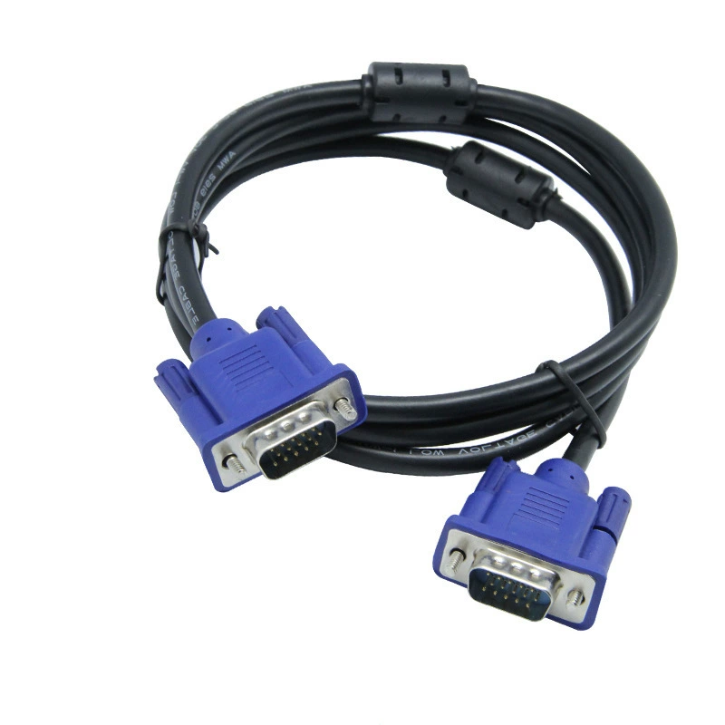 Производитель VGA кабелей: черная линия с синей головкой 3+2VGA кабель 1.5м VGA кабель для высококачественного соединения компьютера