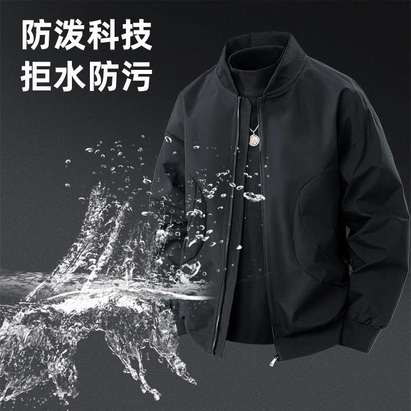 American-style flight jacket for men, spring and autumn thin version, stand-up collar, high-end casual loose-fit windproof outerwear