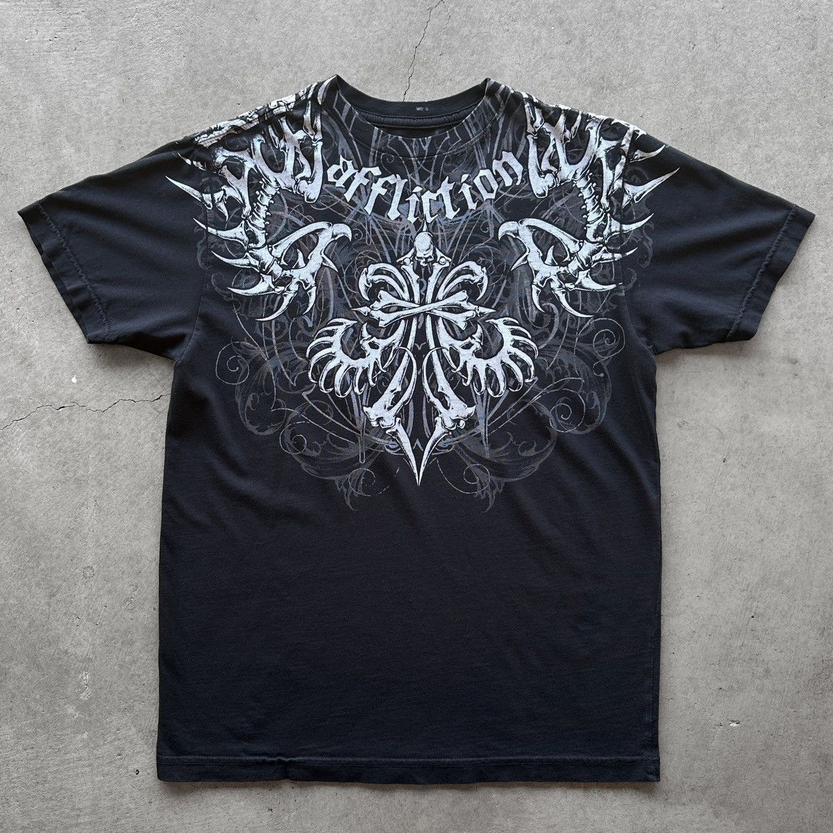 thumbnail for Cross-border Gothic T-shirt European and American Retro Style TAPOUT MPS Pattern T-shirt Men&#039s Y2K Black T-shirt