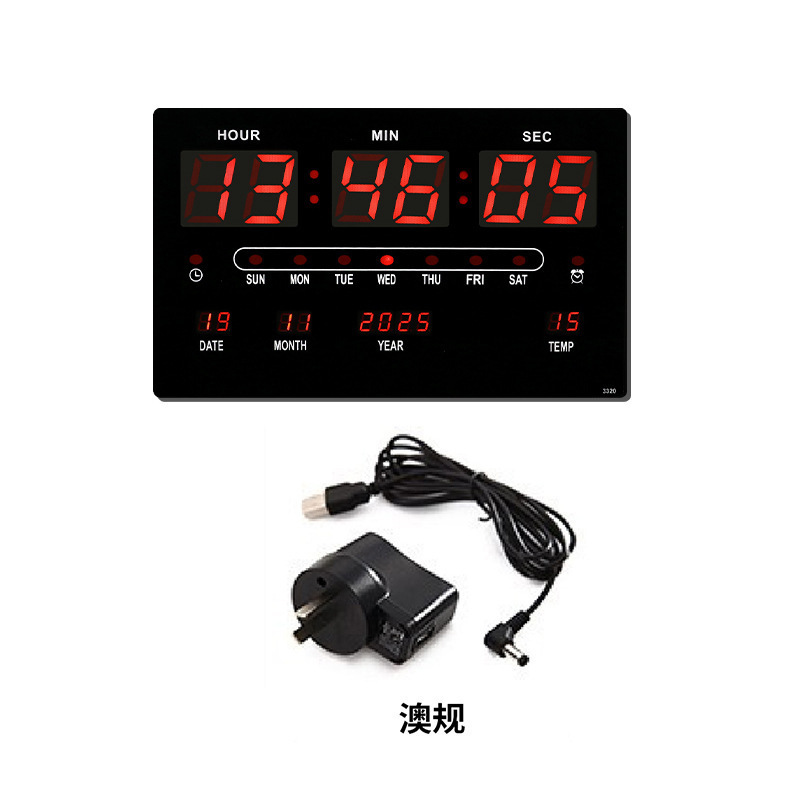 クロスボーダー電子時計 デジタル大型画面LED永久カレンダー壁掛け時計 ショッピングモール壁掛け時計 温度計付き 夜光 リビングルーム用|undefined