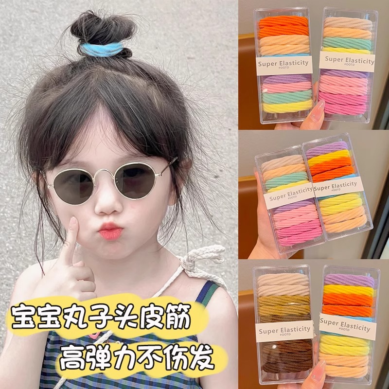 Niños coloridos anillo de cabello grande 2024 nueva chica atado cabello de cola de caballo alta bolas de cabello adornamiento de banda elástica alta