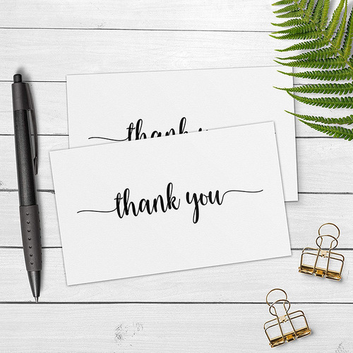 50 sheets/pack white thank you card thank you gift card simple holiday gift packaging decorative message greeting card