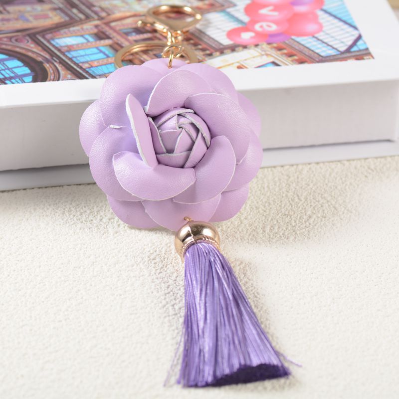 Bag Pendant, Keychain Classification 1 Piece Quantity Vintage Style Simple Style Flower Pu Leather Unisex Bag Pendant Keychain
