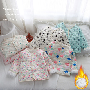 Autumn and winter new children's fleece-lined liner cotton-padded jacket small and medium-sized children's school uniform liner artifact boys and girls fleece-lined plain-clothes jacket