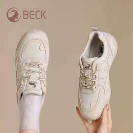 公羊女鞋2026秋季新款真皮休闲百搭款时尚鞋不累脚运动系带单鞋女