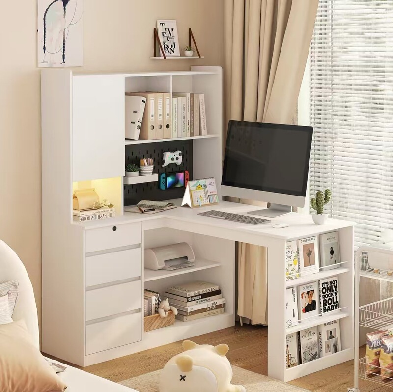 Cross-Border L-Shaped Desk with Power Outlets and Led Lights, Wooden Computer Desk with Drawers Cross-Border L-Shaped Desk with Power Outlets and Led Lights, Wooden Computer Desk with Drawers