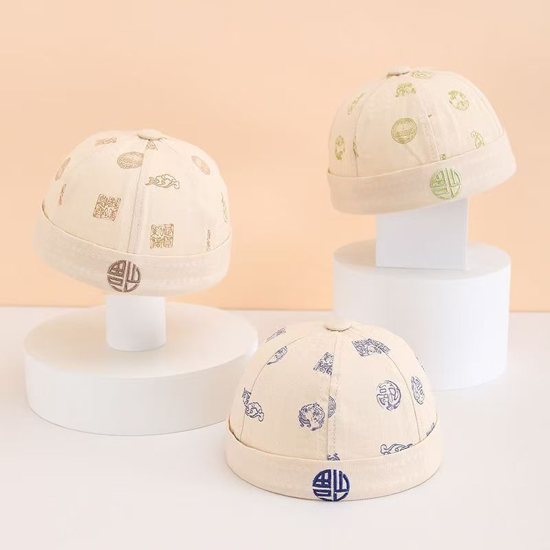 Sombreros para bebés primavera y otoño delgados sombrero de estilo chino sombrero de piel de melón para bebés de verano para salir sombrero pirata de sombra
