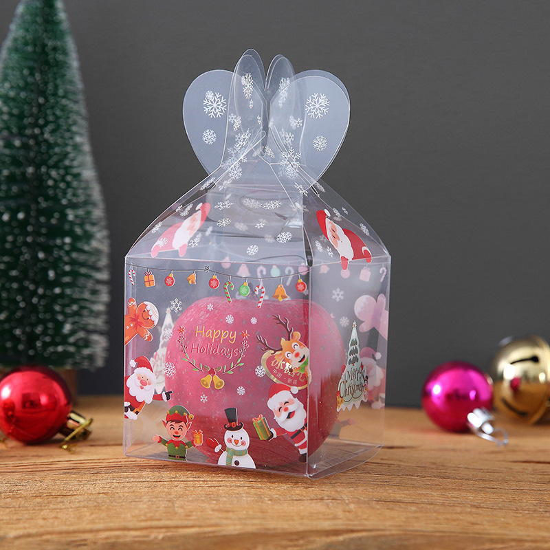 新款透明pvc圣诞节苹果礼品盒子平安果PVC饼干玩具盲盒礼物包装盒