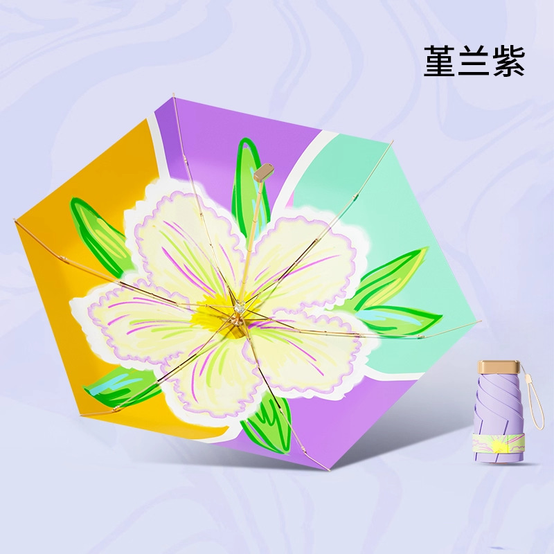 遮阳伞小巧便携防晒防紫外线彩胶太阳伞晴雨两用女五折超轻胶囊伞|undefined