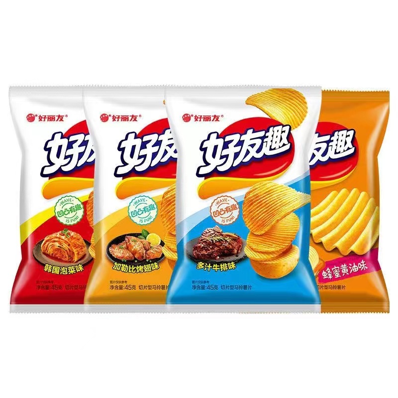 Holle Friend Fun 45g Big Bumpy Potato Chips Korean Kimchi Flavor Caribbean Roasted Wings Flavor Casual Puffed Snack 