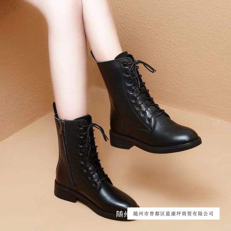 Women's Boots 2025 Autumn All Year Round Boots Women's Single Boots Round Toe Non-Slip Fleece-Lined Short Boots British Style Flats Short Boots