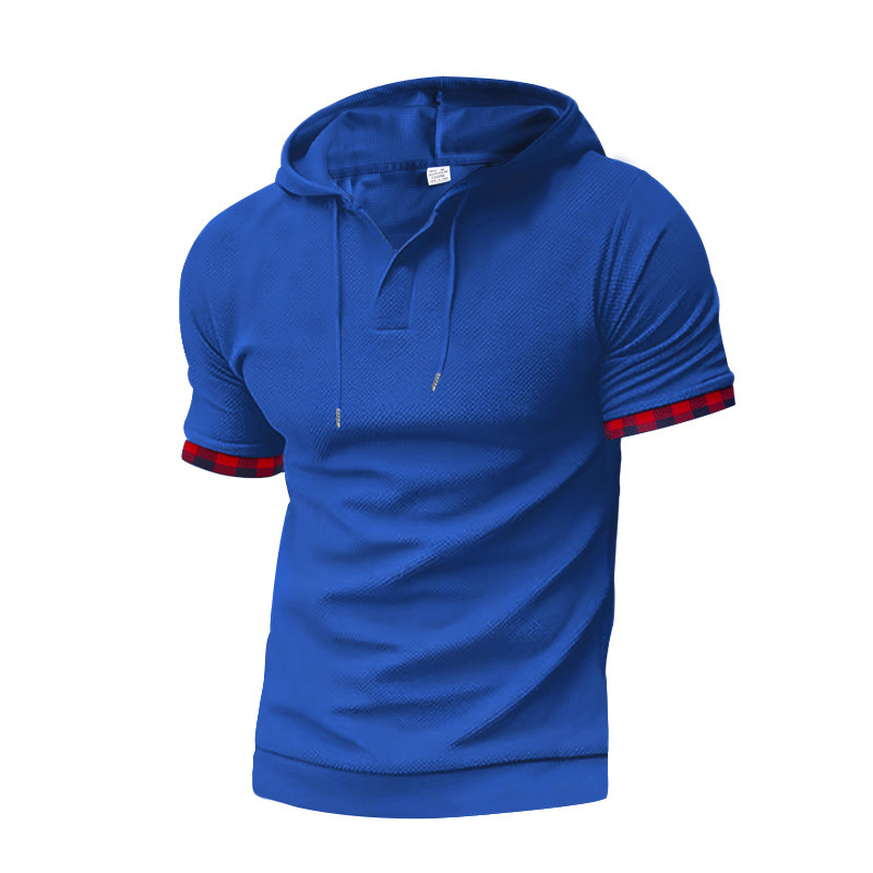 Men's Waffle Knit Hooded T-Shirt And Shorts Set - Summer Athletic Casual Short Sleeve Outfit_viptrois.com