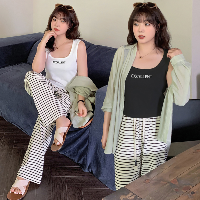MJ203 Shiming Loke summer New plus size women's clothing plus fat mm embroidered vest U collar inner strap base
