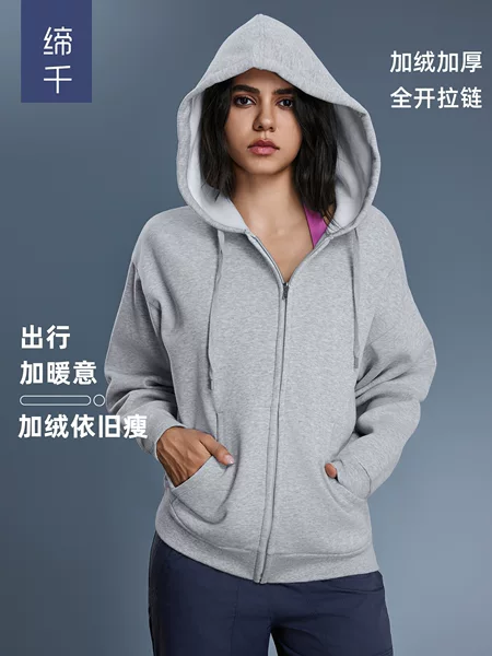 New Autumn and Winter Style Velvet Hooded Sweatshirt for Women, Windproof, Warm, Loose, Slimming, Casual Zipper Cardigan Jacket D25155