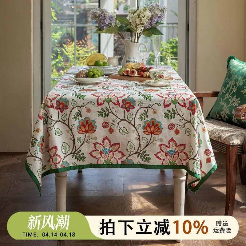 Американская скатерть, льняная ткань, скатерть для журнального столика, элитная атмосфера, ретро пасторальная прямоугольная скатерть, круглая скатерть