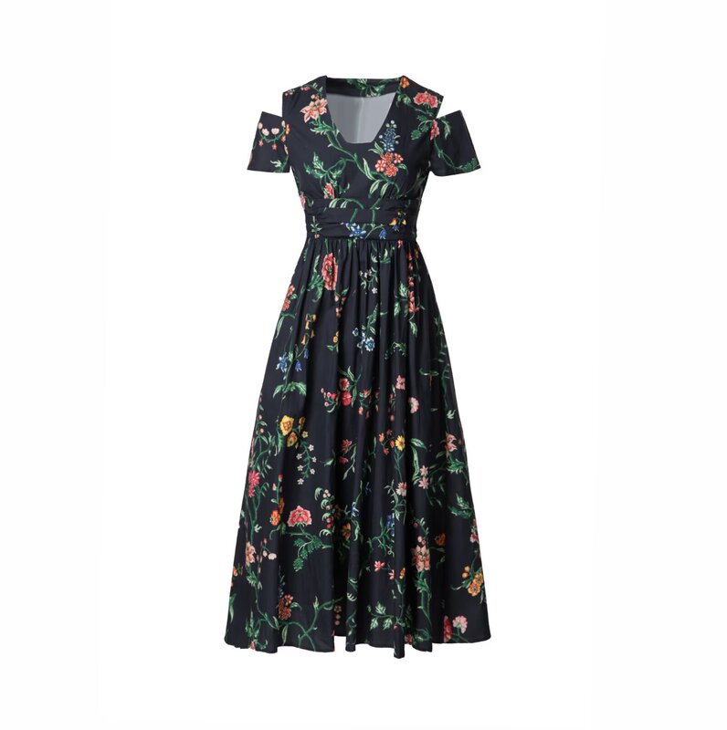 Summer New Style D Star's Same Style Women's Short-Sleeved Mid-Length Printed Fresh Dress French Floral Elegant