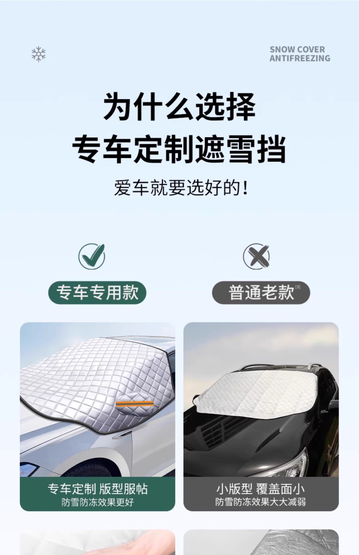 Suitable for Geely Car Snow Cover, Front Windshield Anti-Freeze Cover, Car Cover, Snow-Proof and Frost-Proof Half Windshield Car Cover for Winter