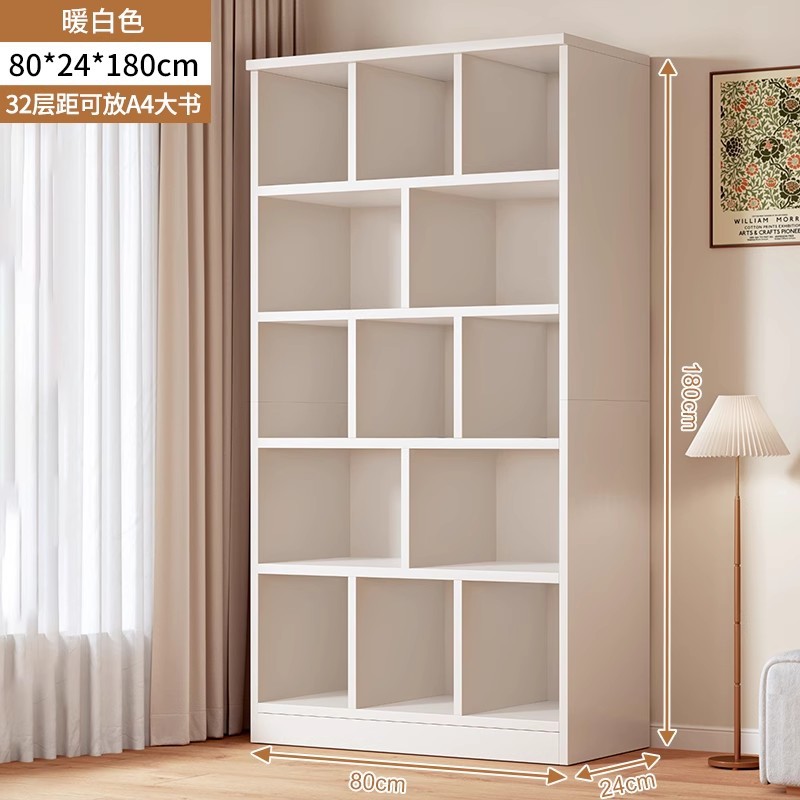 Estante de libros simple de piso contra la pared de la sala de estar estante de almacenamiento estratificado armario de almacenamiento integrado simple gabinete de libros domésticos