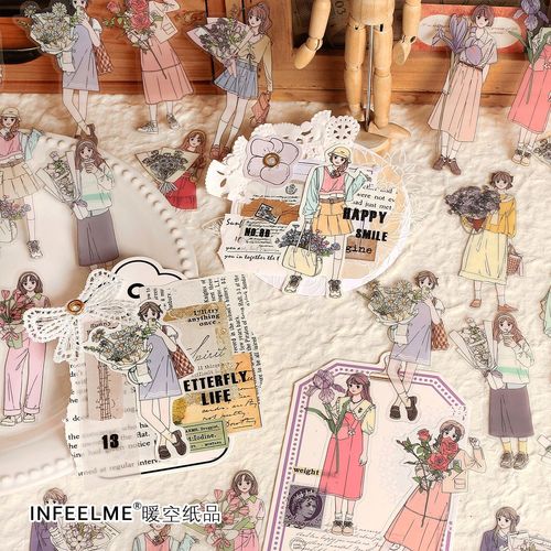 infeelmePET sticker pack Heart-beating girl series INS girl account DIY material decorative stickers 30 sheets