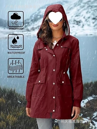 Jacket Women's Lightweight Raincoat Waterproof Windbreaker Striped Hiking Outdoor Detachable Hooded Windbreaker Jacket Women's Lightweight Raincoat Waterproof Windbreaker Striped Hiking Outdoor Detachable Hooded Windbreaker