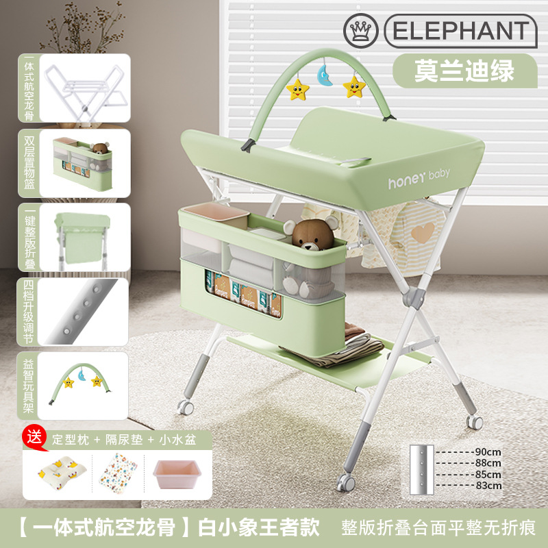 Mesa de cambio de pañales para bebés recién nacidos, mesa de cama de baño de masaje plegable multifuncional