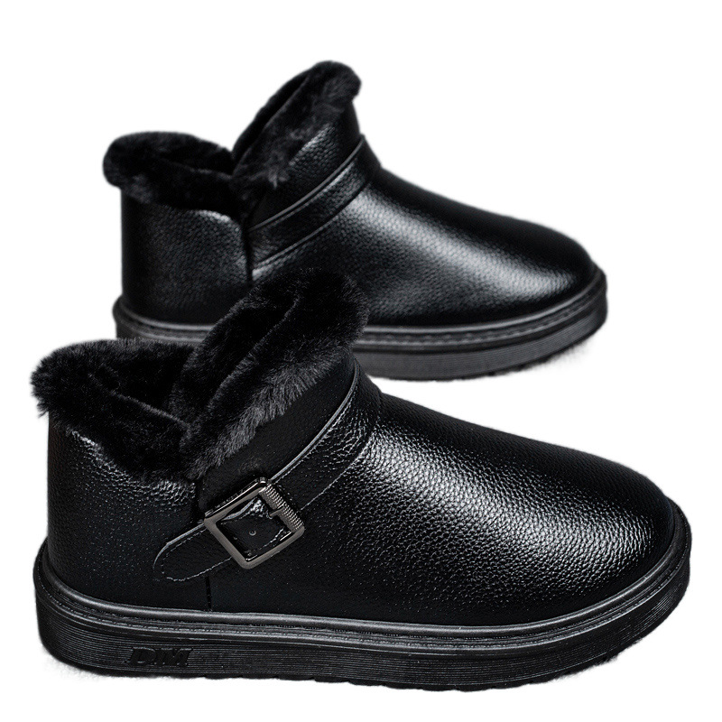 Northeast menos 40 grados zapatos de algodón invierno para hombres más botas de nieve gruesas de terciopelo zapatos de pan cálidos de cuero de un pie