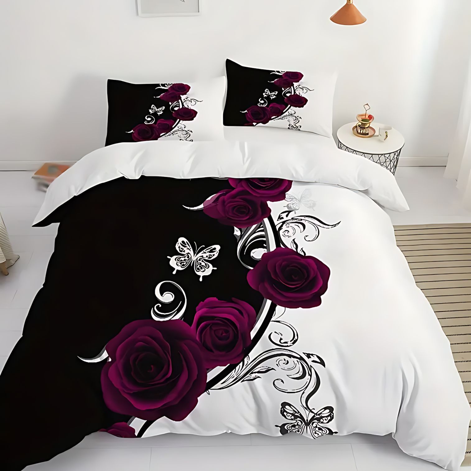 TEMU / JIT flores de mariposa impresión digital 3D edredón fuente de fabricante de ropa de cama