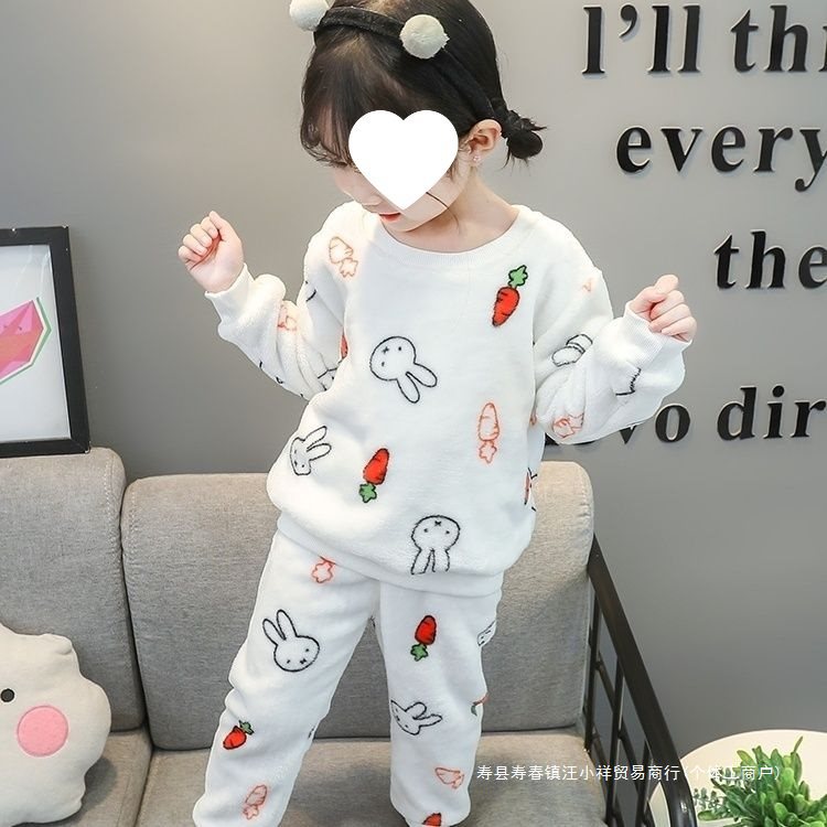 Flannel demi-season children's fleece split coral velvet pijama