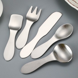 ♤ 304 Stainless Steel Sanded Coffee Stirring Spoon Dessert Spoon Mini Seasoning Spoon Fruit Spread Knife m