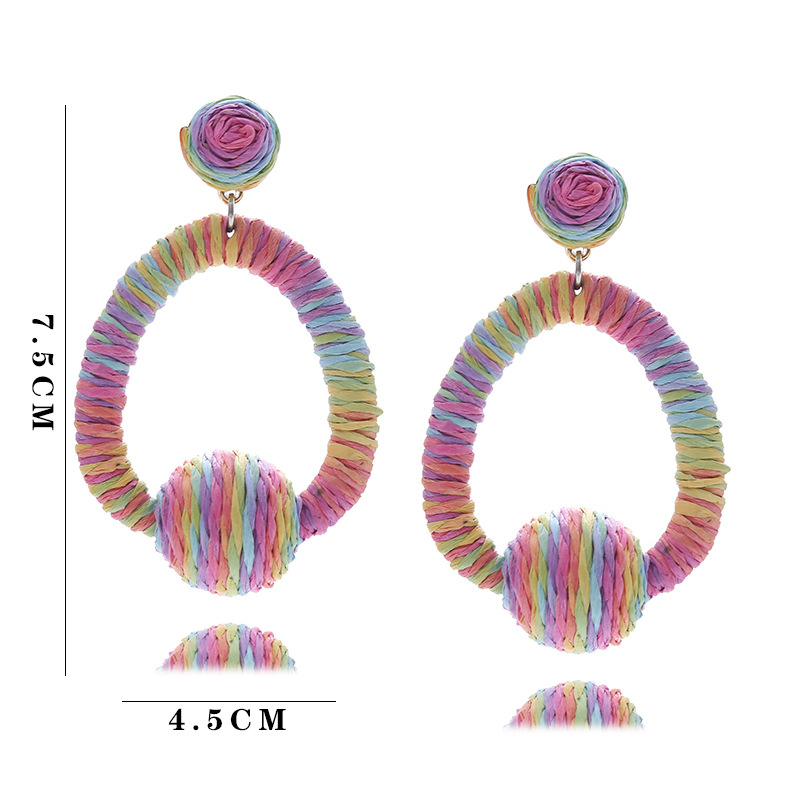 Vacation Round Rattan Handmade Earrings display picture 2