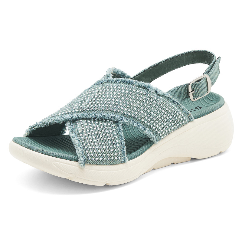 398-12 Inventario 2025 nuevo tipo de diamante de fondo grueso ligero antideslizante cómodo ocio MD sandalias deportivas de hebilla