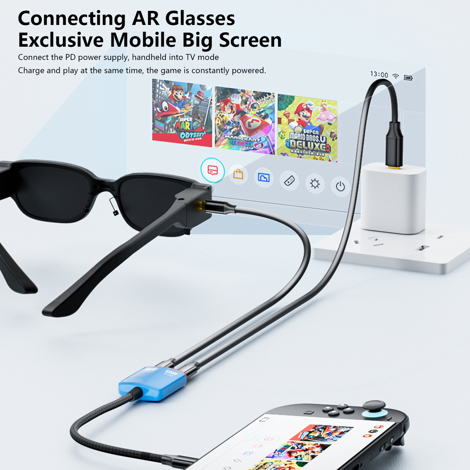 El HUB para gafas AR es compatible con teléfonos móviles y tabletas, carga PD, estación de acoplamiento USB dos en uno, adaptador tipo C, multi-interfaz. image 5