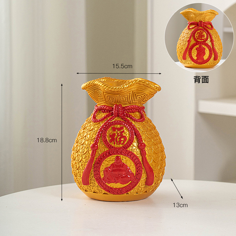 Chino suerte bolsa florero resina decoración casa fortuna significado bolsa de ahorro de la sala de TV decoración del gabinete