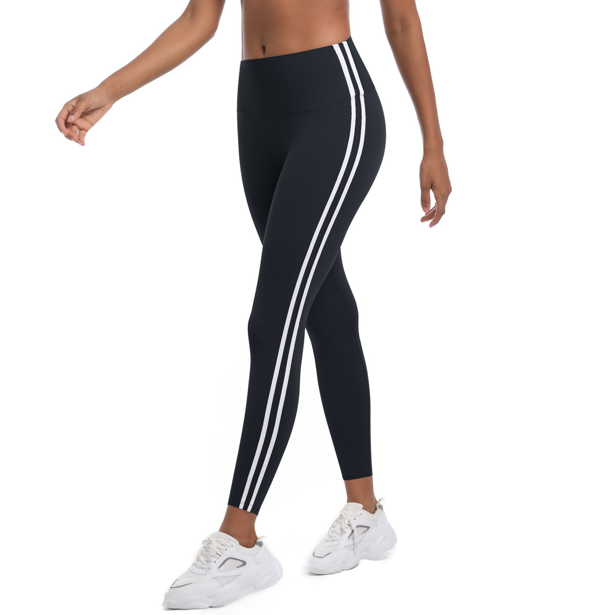 210g Weight Sleeveless Sleeve Length Nylon Fabric Type Short Top Length Leggings Pants Type Running, Sports Occasion Collarless Neckline Stripe Pattern Side Stripe Design Fitness, Sport Style Style Fitness Sport Style Stripe Nylon Collarless Side Stripe Active Bottoms Leggings 5