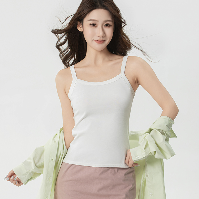 Solid Color Cotton Camisole for Women, Slim Fit, Versatile, Fashionable, Home Wear