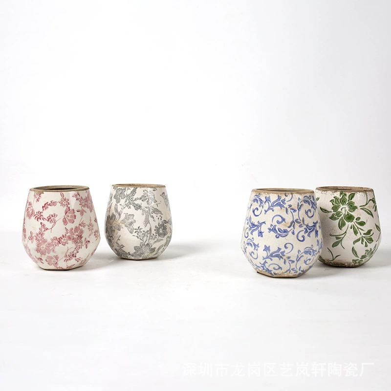 Классический Ретро состаренная керамическая ваза цветочный горшок зеленый горшок для растений керамический цветочный горшок синий и белый горшок классическая домашняя мебель мягкая одежда
