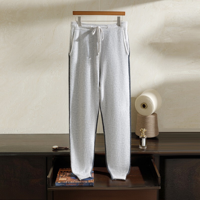 Four-ply air-layer thickened cuffed pants for autumn and winter, high-waisted casual outerwear cashmere pants for men, 100% cashmere jogger pants Four-ply air-layer thickened cuffed pants for autumn and winter, high-waisted casual outerwear cashmere pants for men, 100% cashmere jogger pants