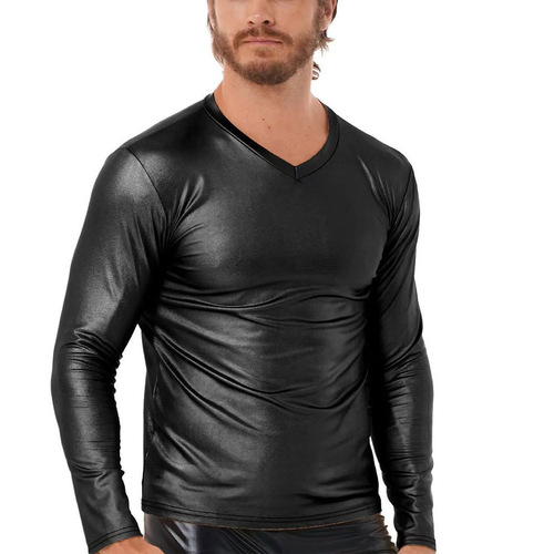 Wish-style fashion V-neck glossy long-sleeved T-shirt, colorful fashion bottoming shirt, 5XL