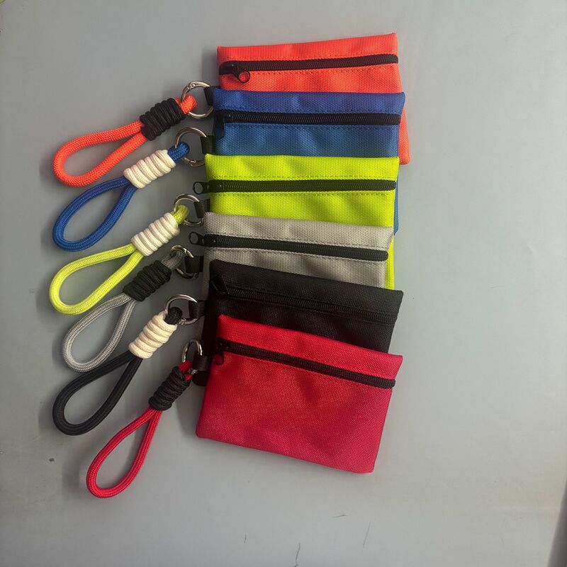 In-Stock Wholesale Oxford Cloth Coin Purse, Detachable Woven Handle Key Card Holder, Waterproof Portable Earphone Storage Bag