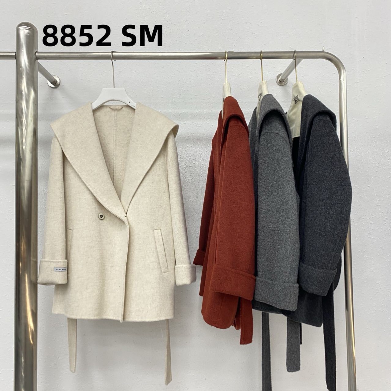 24 가을과 겨울 새로운 오래된 돈 스타일 고급 기질 우아한 얇은 부드러운 섬세한 대형 옷깃 캐시미어 코트