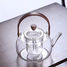 跨境花草煮茶壶玻璃养生壶竹把提梁壶 玻璃茶壶电陶炉围炉煮茶壶