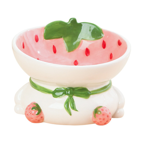Amazon Cat Bowl Ceramic Cat Plate Cat Food Bowl Neck Support Slanted Mouth Cervical Protection Drinking Dog Bowl High Leg Pet Supplies