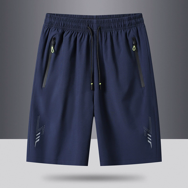 Men's summer silk sports shorts, thin quick dry beach trousers for leisure, plus size