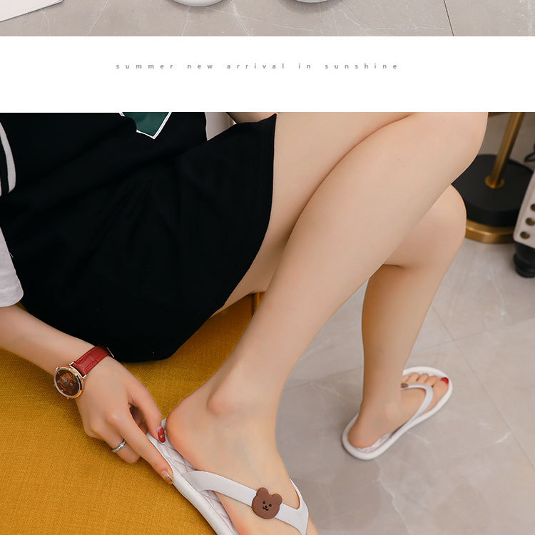 2023 Sommer-Influencer-Flip-Flops, süße Oberbekleidung, rutschfeste Strandschuhe, kleine Bären-Ins, mädchenhafte Herz-Sandalen, Damen_voghion.com